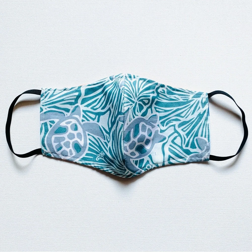 NEW Handmade Teal Turtle Print Face Mask